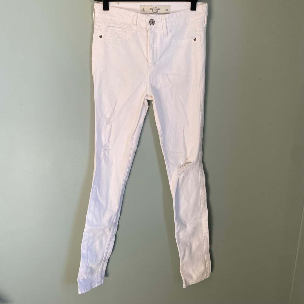 Abercrombie White Skinny Distressed Jeans